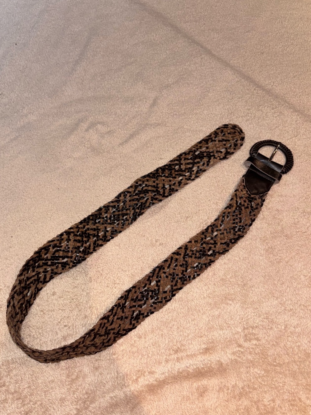 J. Jill Brown Woven Genuine Leather Belt Boho Braided Size S